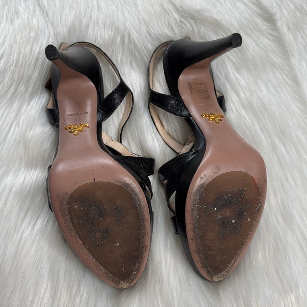 Prada Black Leather Strappy Platform Sandals - Picture 8 of 11